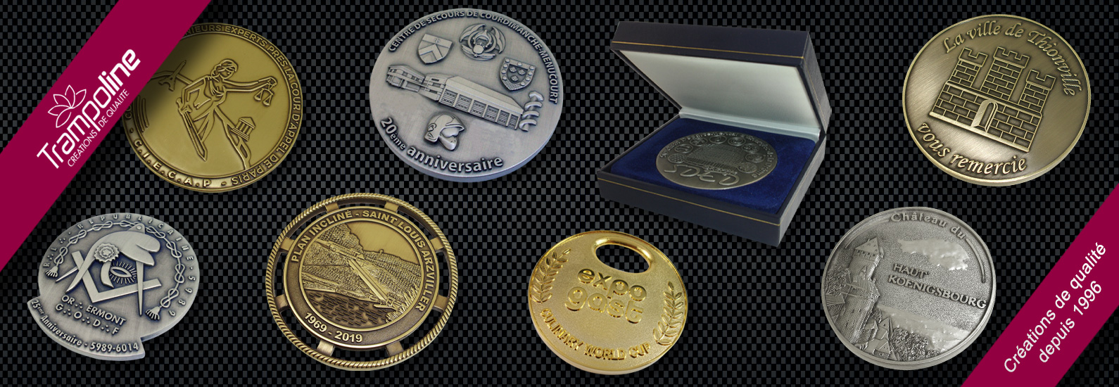 1  realisation medaille sur mesure entreprise logo bronze ecrin fabricant