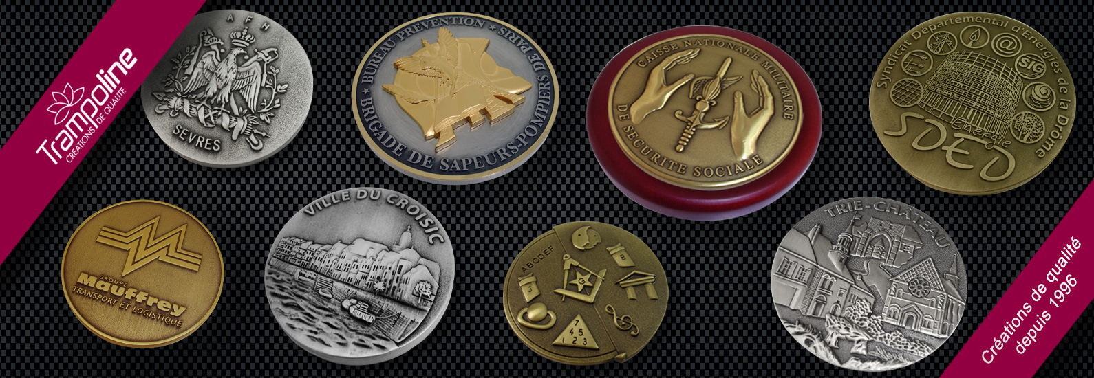 3 medaille bronze zamac relief 3d estampage fonderie medaille armee bas relief