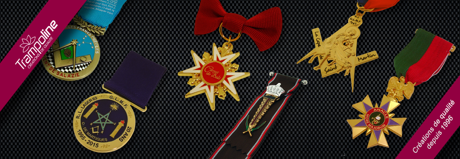 5 medaille ruban veste francs macons loge epingle medaille d'honneur